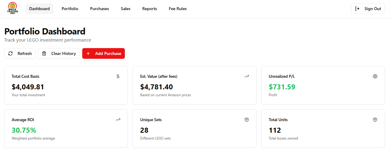 Brick Tracker Pro — LEGO Investment Portfolio Tracker